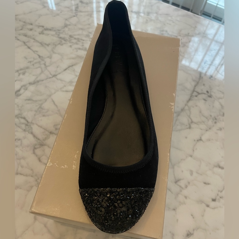 JCrew glitter toe ballet flats